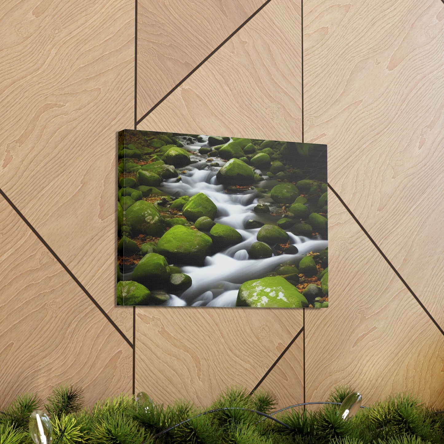 Calming stream flowing through a verdant wood