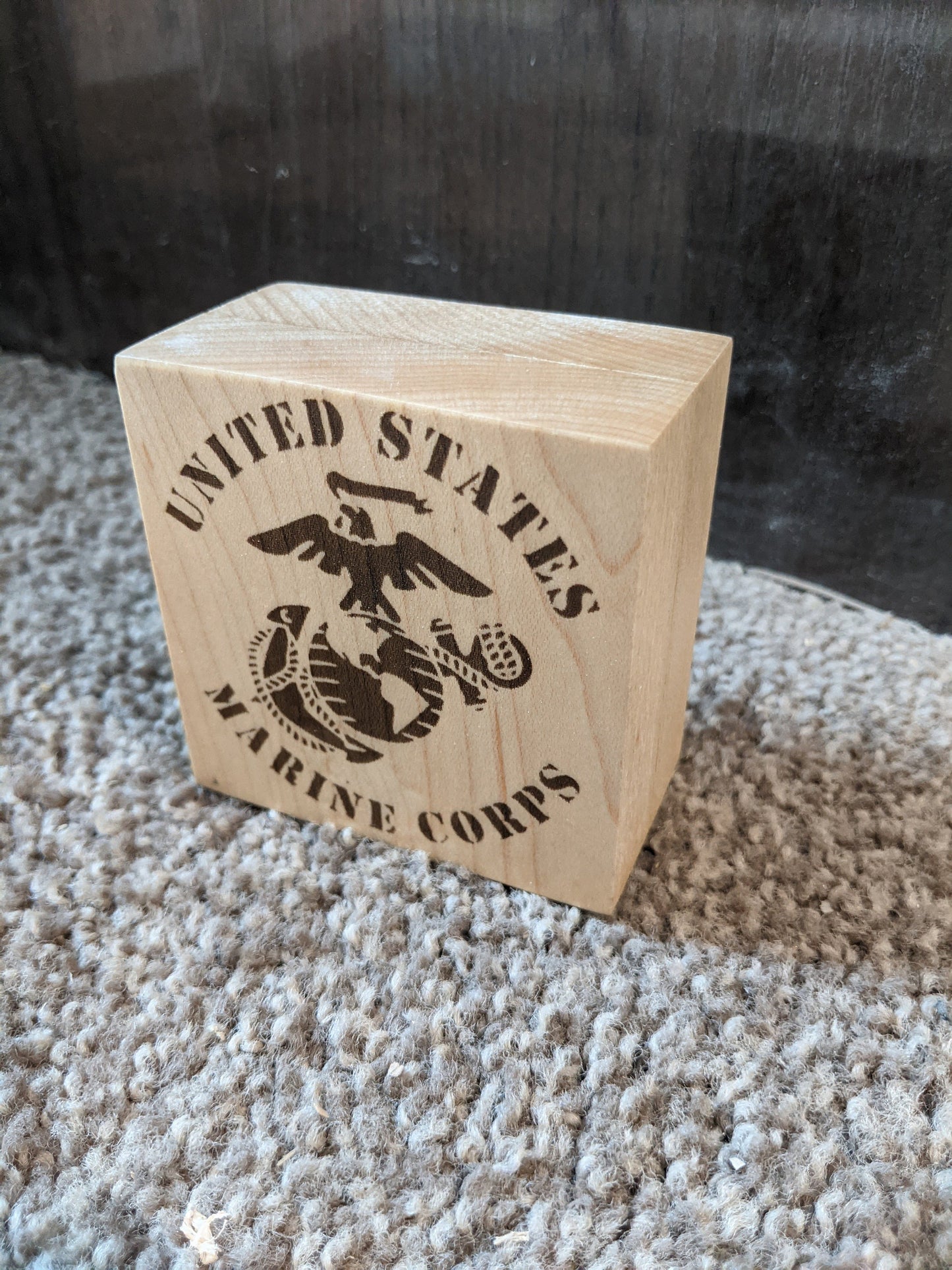 3" Military logo/emblem laser engraved maple wood block