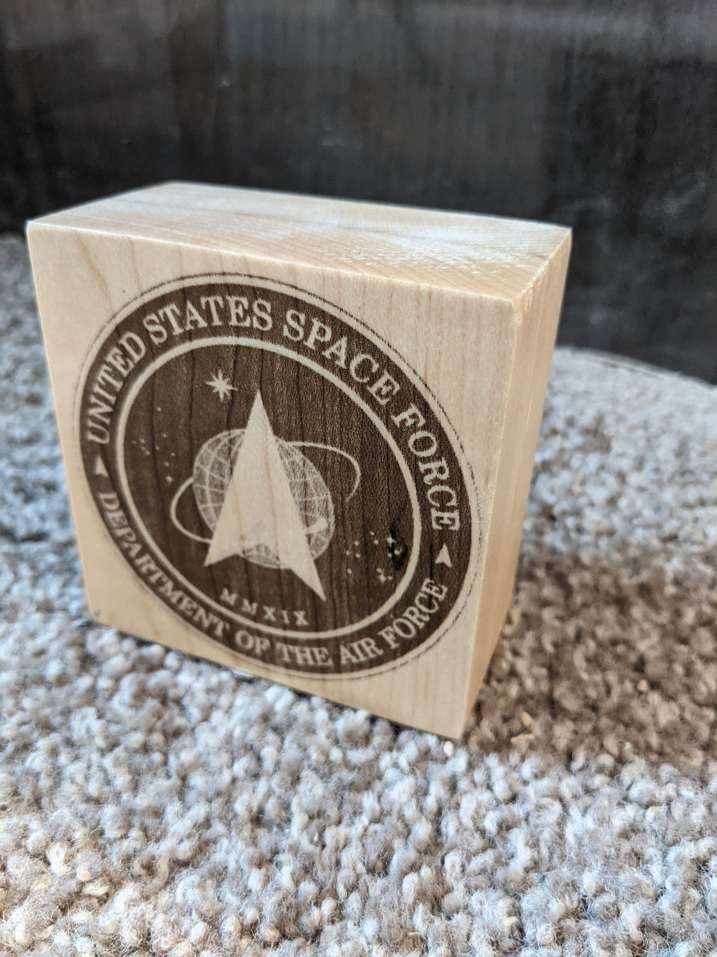 3" Military logo/emblem laser engraved maple wood block