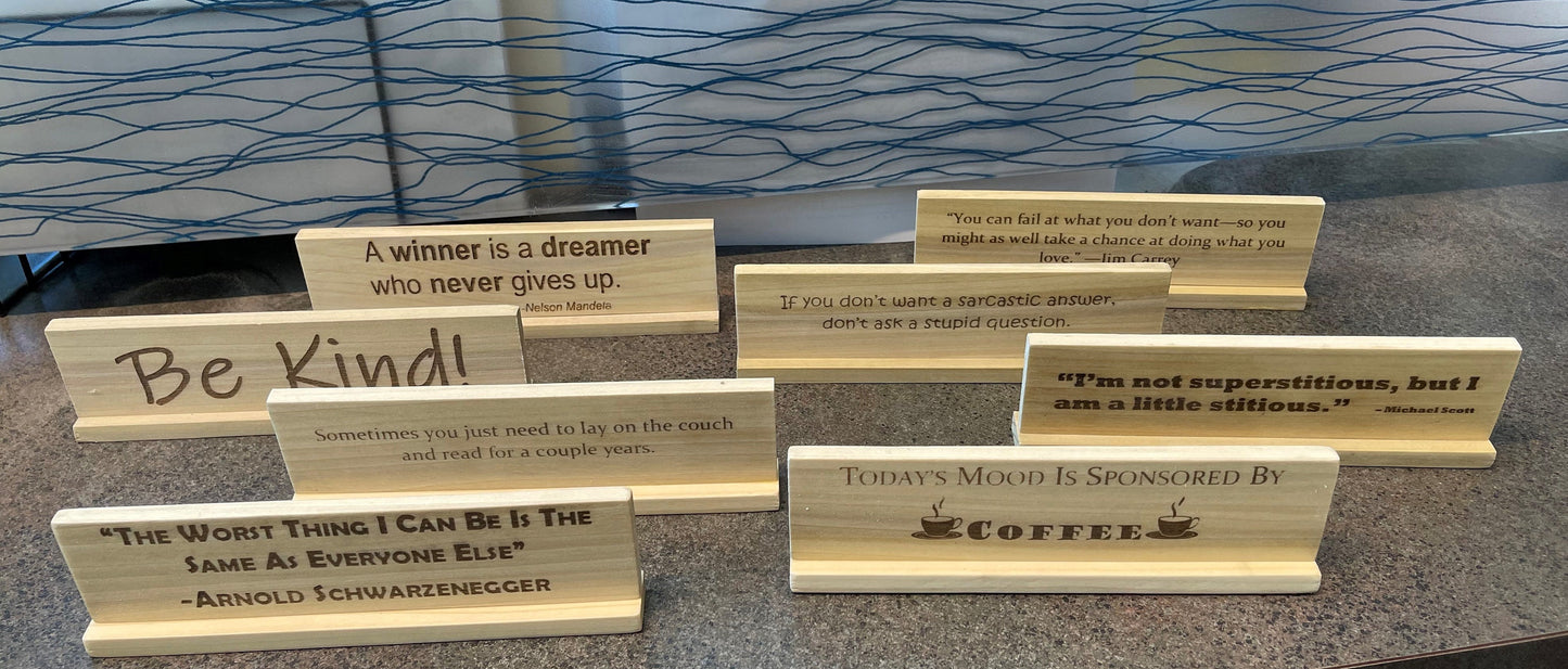 Laser Engraved Quote Plates on Reclaimed wood