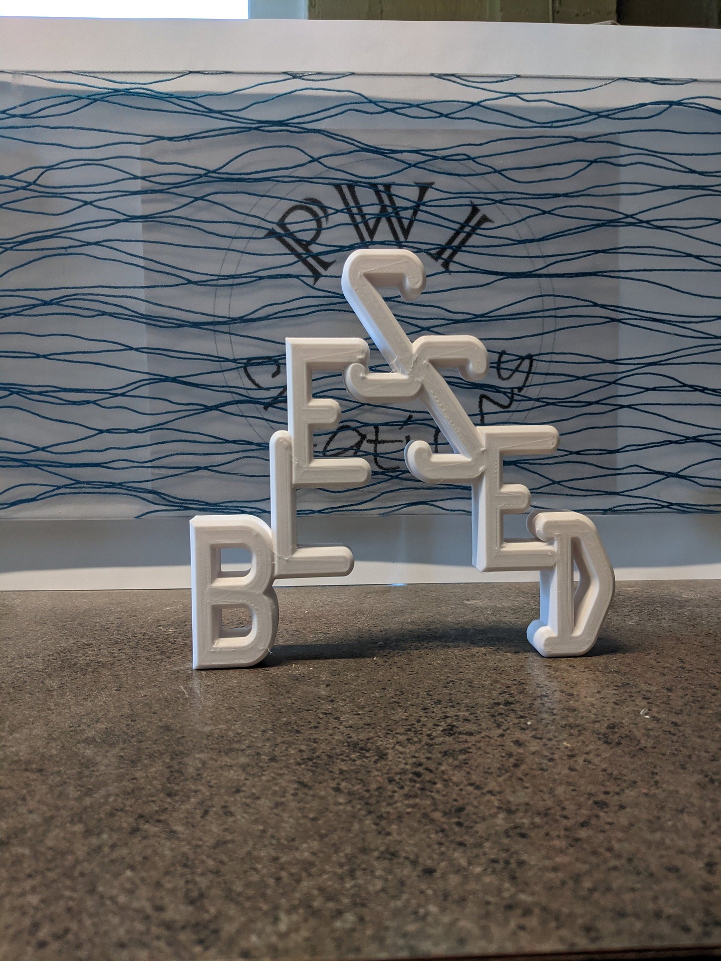 3d printed "Blessed" - steepled like hands in prayer