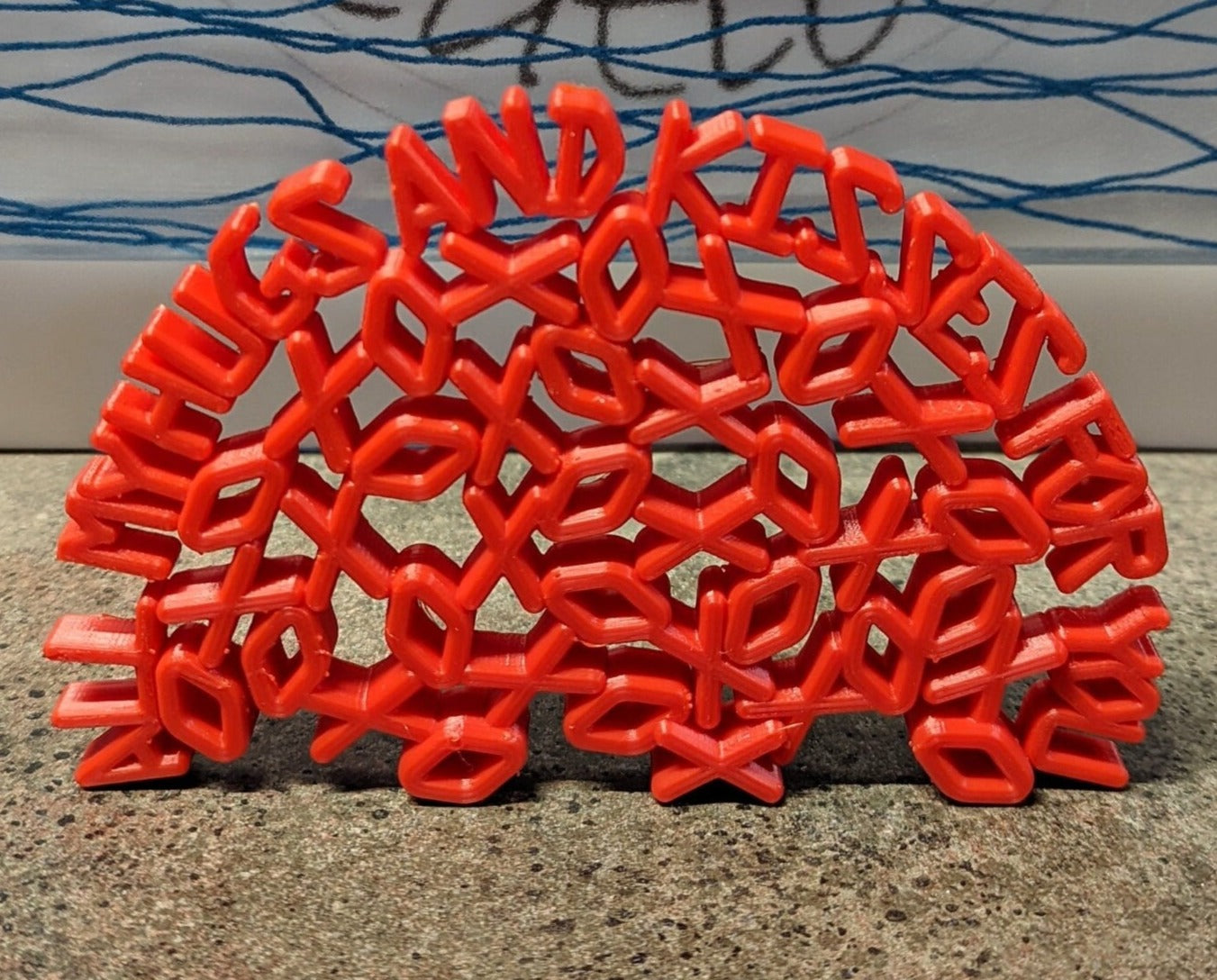 3D printed "all my hugs and kisses for you"