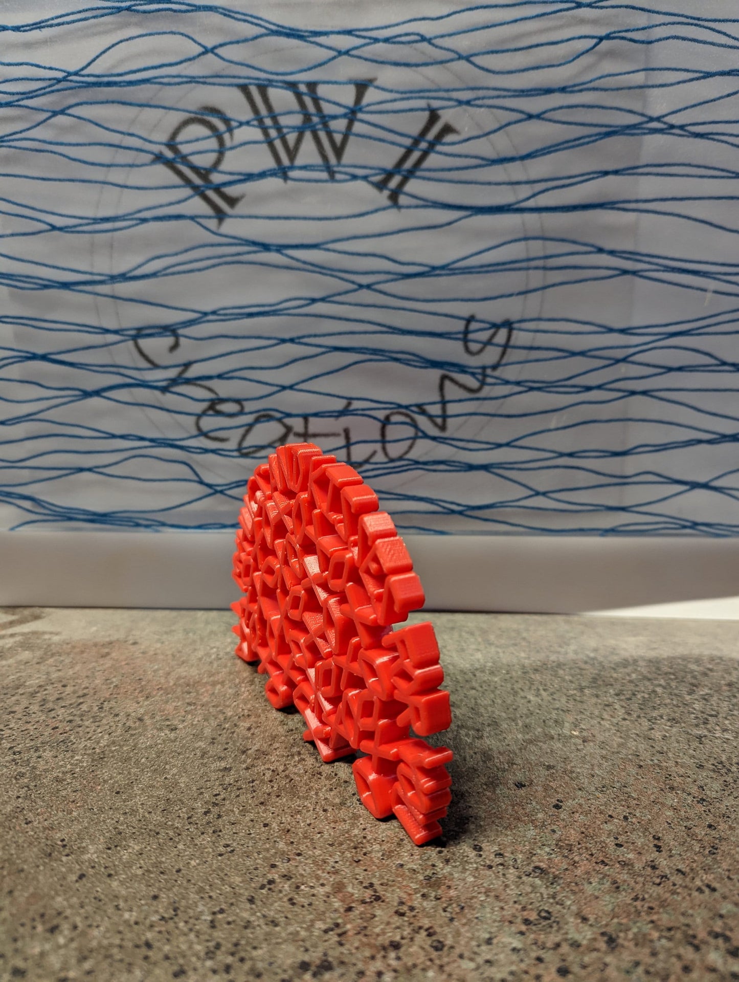 3D printed "all my hugs and kisses for you"