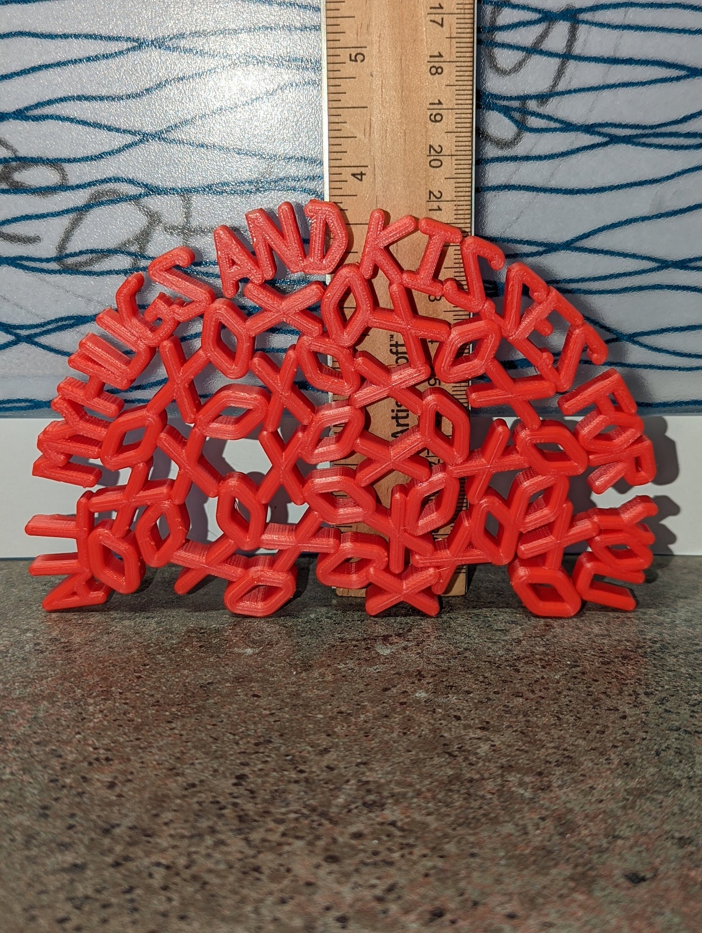 3D printed "all my hugs and kisses for you"