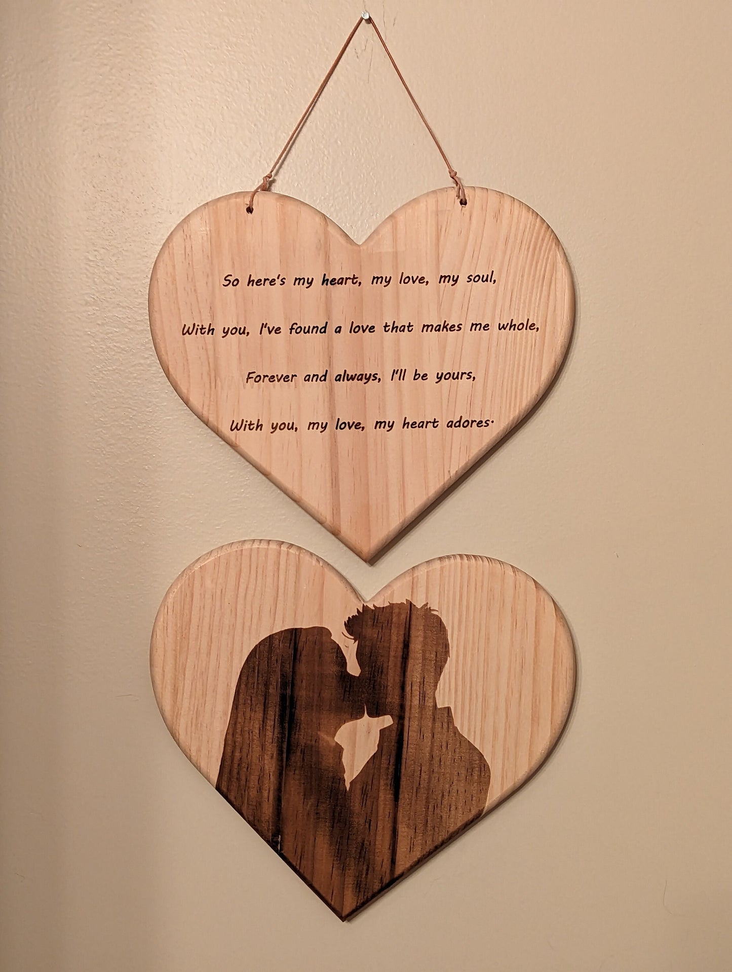 Two hearts romantic personalized solid wood decoration